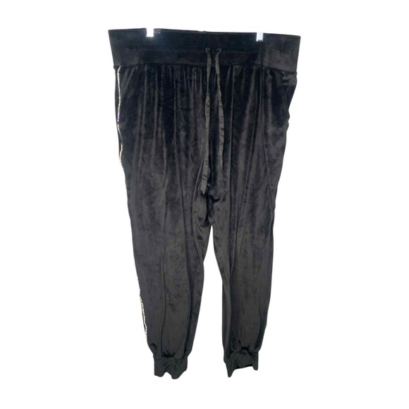 Victoria's Secret Pants - Victoria's Secret Jogger Pants Black Velour Y2K logo pocket size XXL rhinestones